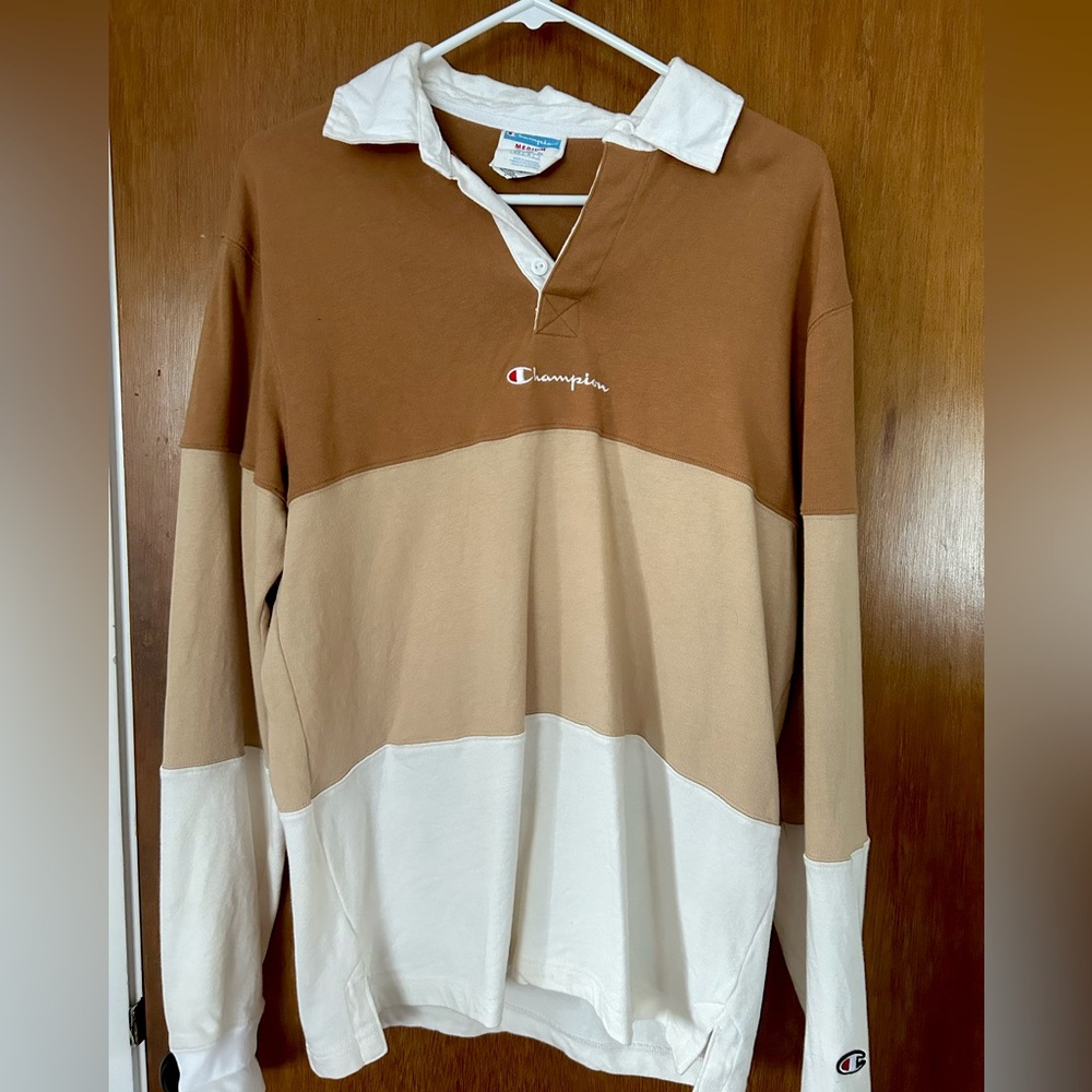 Champion tan/orange/white long sleeve ✨